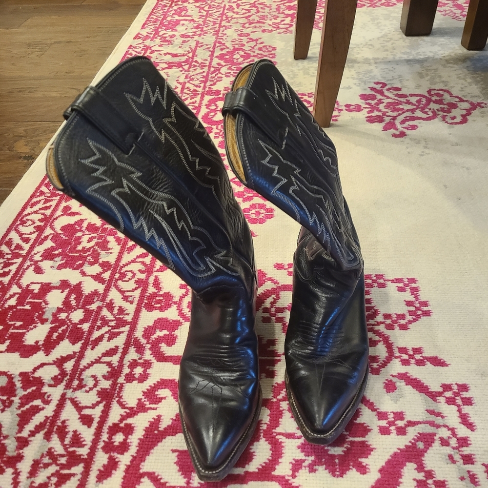 Black Leather Cowgirl Boots by Justin